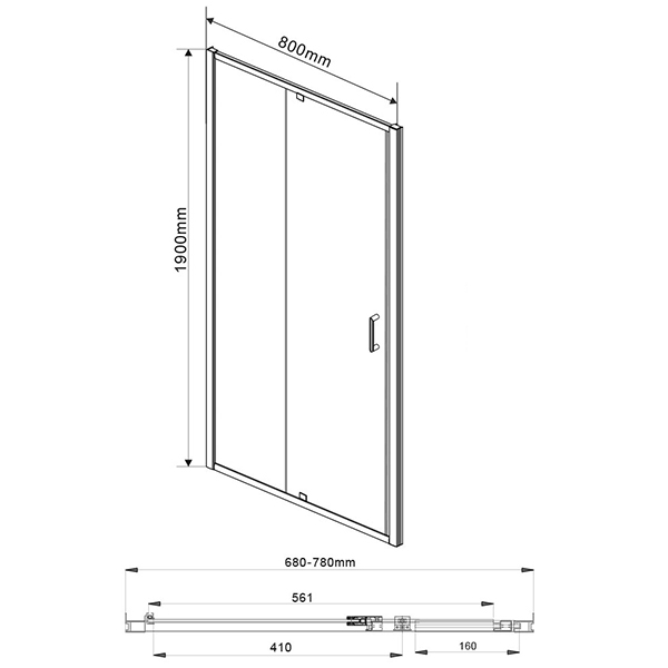 Душевая дверь Vincea Intra VDP-1I 70 / 80x190, стекло прозрачное, профиль хром