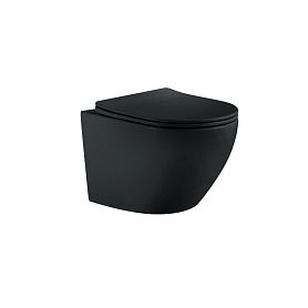 Унитаз Акватек Европа AQ1901-MB подвесной, безободковый, с сиденьем микролифт, цвет черный матовый - фото 1