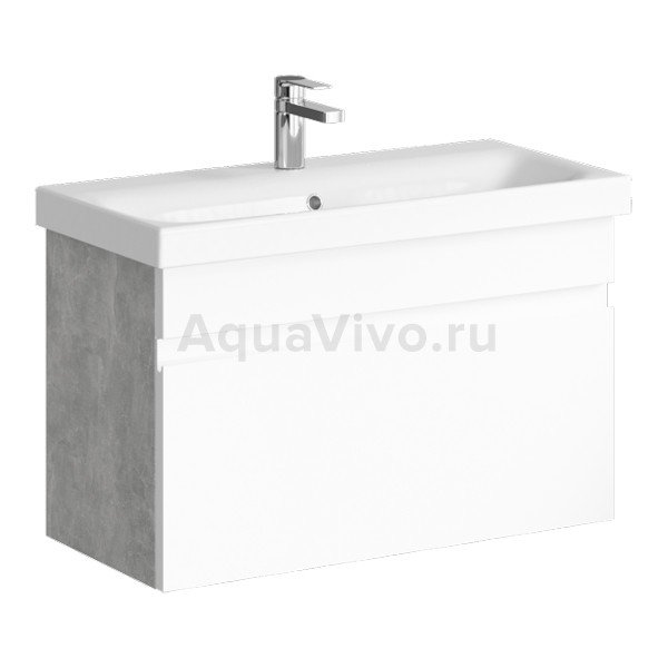 Мебель для ванной Aqwella Smart 80, цвет бетон светлый / белый - фото 1