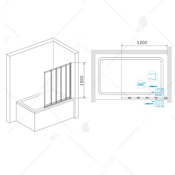 Шторка на ванну RGW Screens SC-22 120, стекло прозрачное, профиль хром