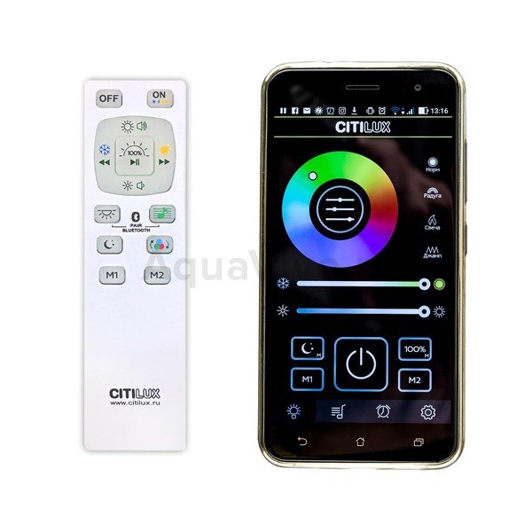 Потолочная люстра Citilux Light & Music CL703M61, с Bluetooth, арматура белая, плафон полимер матовый белый, 50х50 см