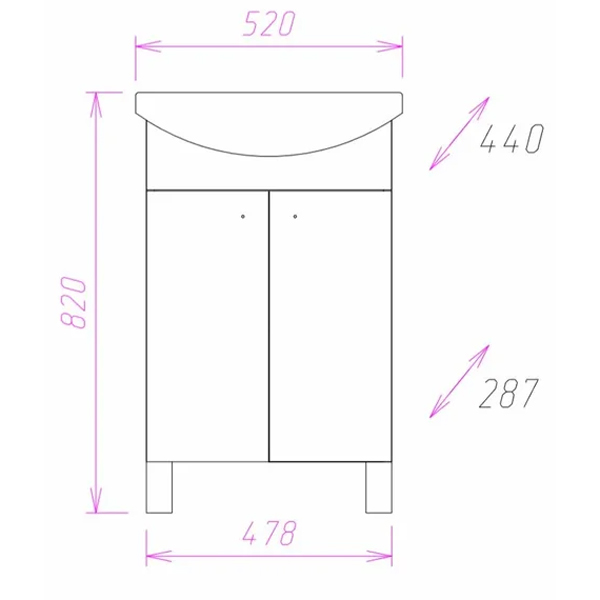 Мебель для ванной Оника Крит - Эко 52.10, цвет белый - фото 1