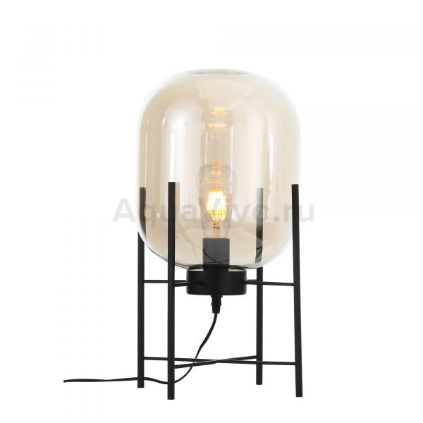 Прикроватная лампа ST Luce Burasca SL1050.505.01, арматура металл, цвет черный, плафон стекло, цвет коньячный