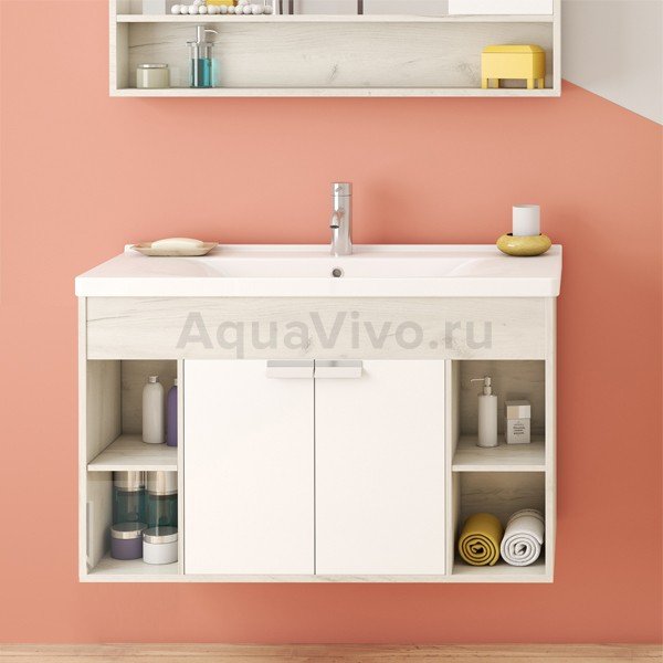 Мебель для ванной Акватон Флай 100, цвет белый / дуб крафт