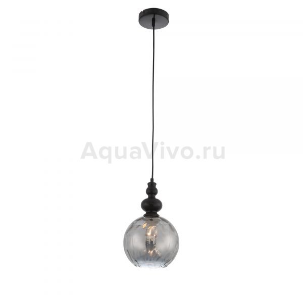 Подвесной светильник ST Luce Bacineto SL374.413.01, арматура металл, цвет черный, плафон стекло, цвет серый