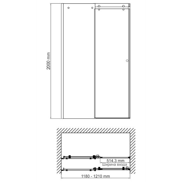 Душевая дверь WasserKRAFT Vils 56R05 120x200, стекло прозрачное, профиль серебристый - фото 1