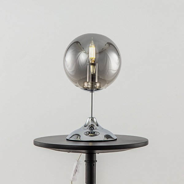 Настольная лампа Citilux Томми CL102810, арматура хром, плафон стекло дымчатое, 15х15 см