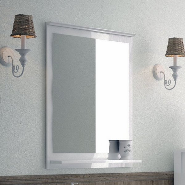Зеркало Corozo Блюз 65x80, с полкой, цвет белый