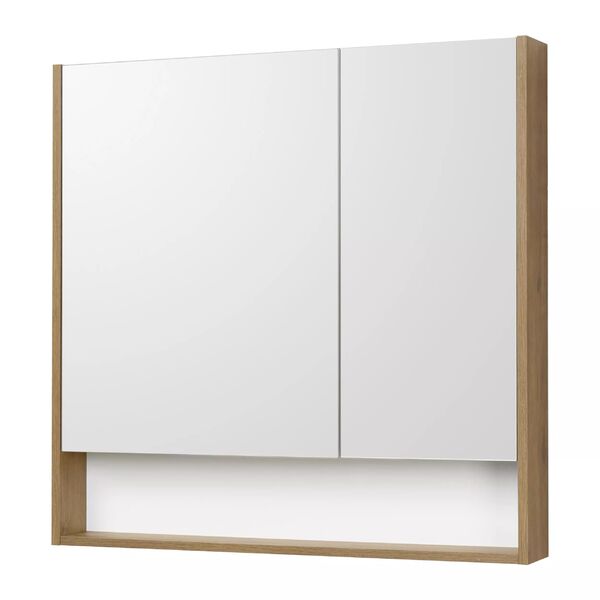 Шкаф-зеркало Акватон Сканди 90, цвет белый / дуб рустикальный