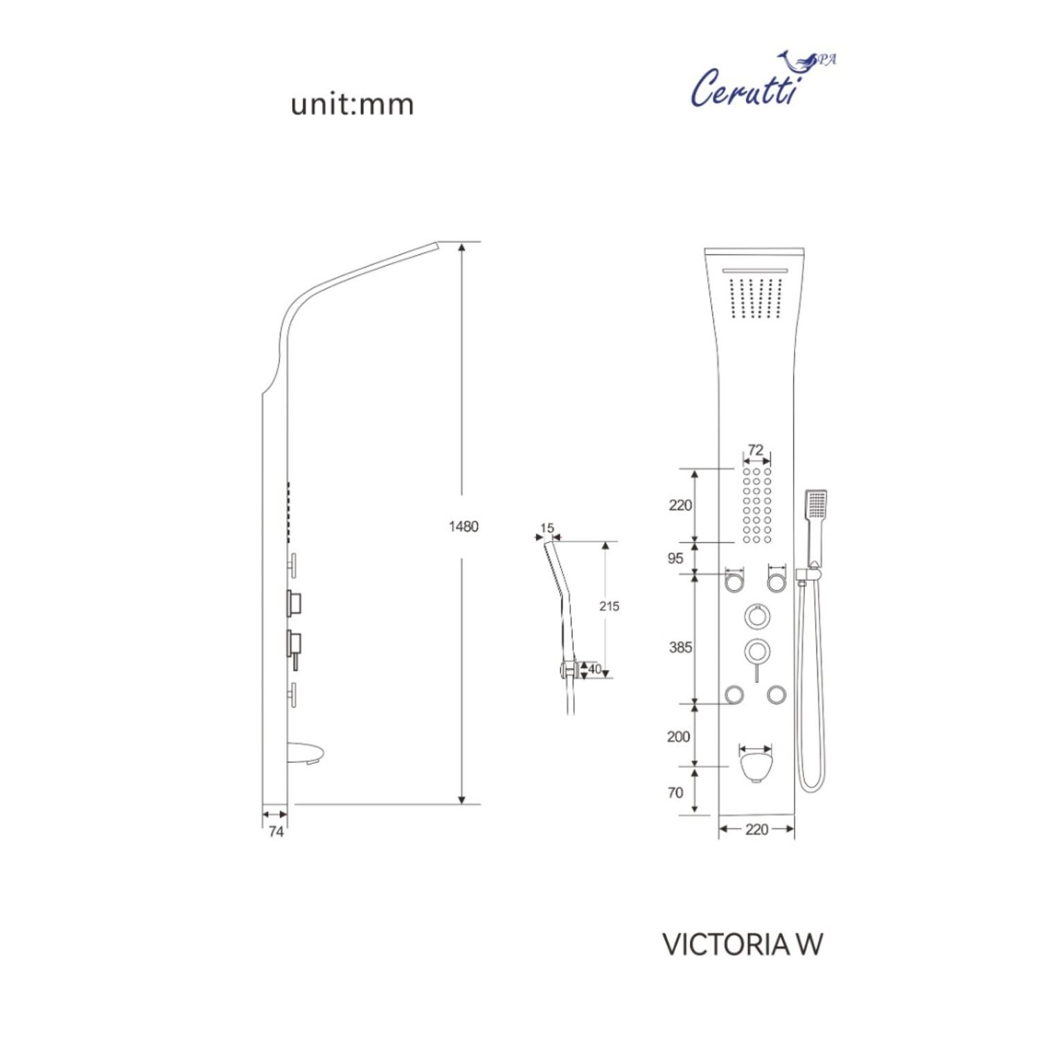 Душевая панель CeruttiSPA Victoria W CT9979, с гидромассажем, цвет белый - фото 1