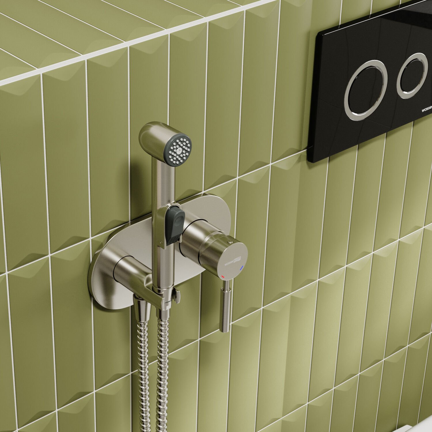 Гигиенический душ WasserKRAFT Wern 4238, со встраиваемым смесителем, цвет никель - фото 1