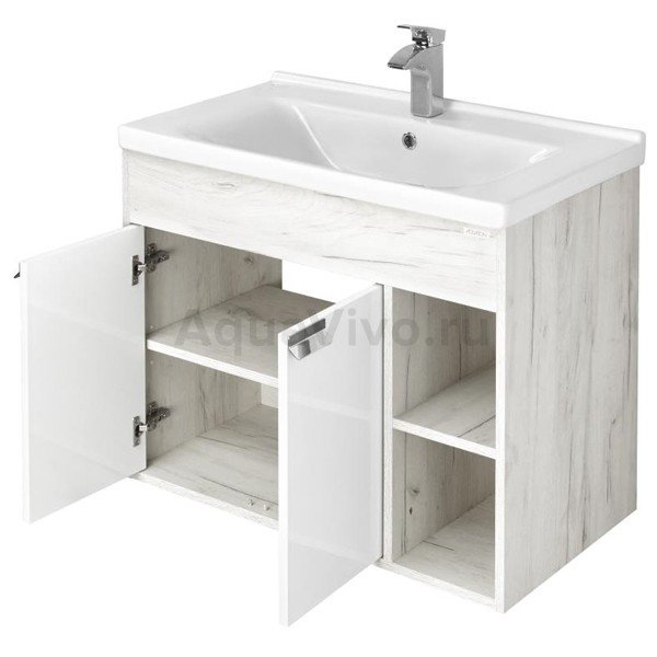 Мебель для ванной Акватон Флай 80, цвет белый/дуб крафт - фото 1