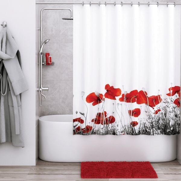 Штора для ванной WasserKRAFT Main SC-47101, 180x200, цвет белый / красный - фото 1