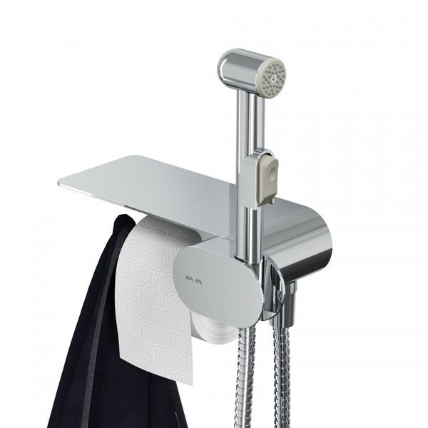 Гигиенический душ AM.PM Like F0202600, со встраиваемым смесителем, полкой и держателем туалетной бумаги, цвет хром - фото 1