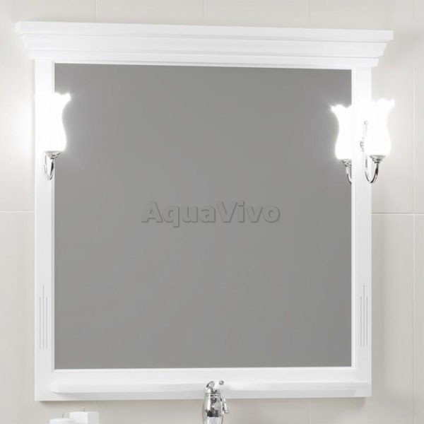 Зеркало Опадирис Риспекто 95x100, с отверстиями для светильников, цвет белый матовый