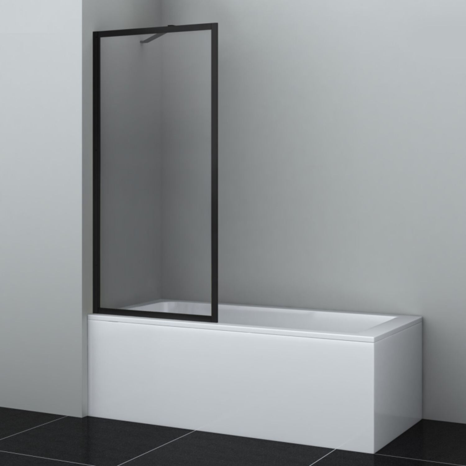 Шторка на ванну WasserKRAFT Abens 20W01-80 Matt Black Fixed 80x160, стекло прозрачное, профиль черный матовый