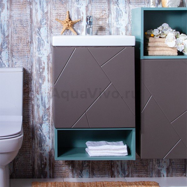 Мебель для ванной Бриклаер Кристалл 50, цвет ясень анкор темный / софт графит - фото 1