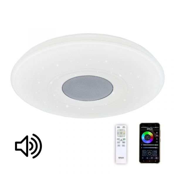 Потолочная люстра Citilux Light & Music CL703M60, с Bluetooth, арматура белая, плафон полимер глянцевый белый, 50х50 см