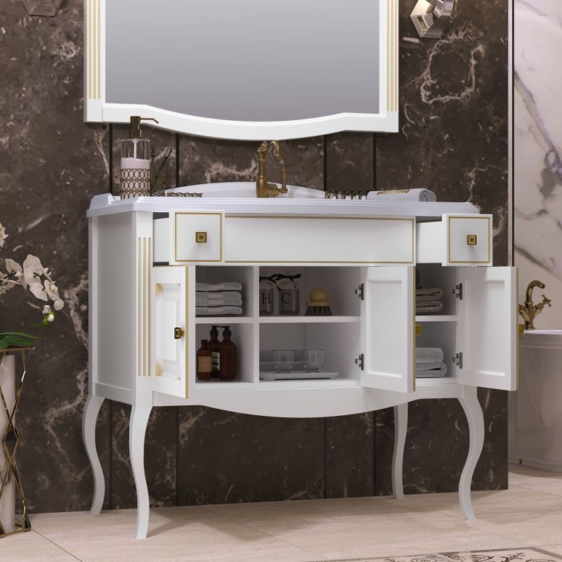 Мебель для ванной Опадирис Лаура 100, цвет белый с золотой патиной - фото 1