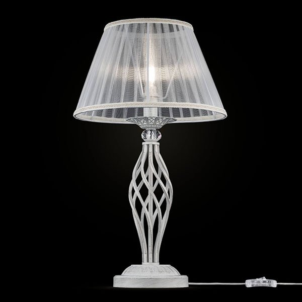 Интерьерная настольная лампа Maytoni Grace ARM247-00-G, арматура белая / золото, плафон органза белая, 32х32 см