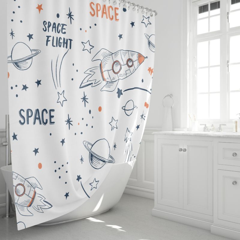 Штора для ванной Fixsen Design Space FX-2508, 180x200, цвет белый с рисунком