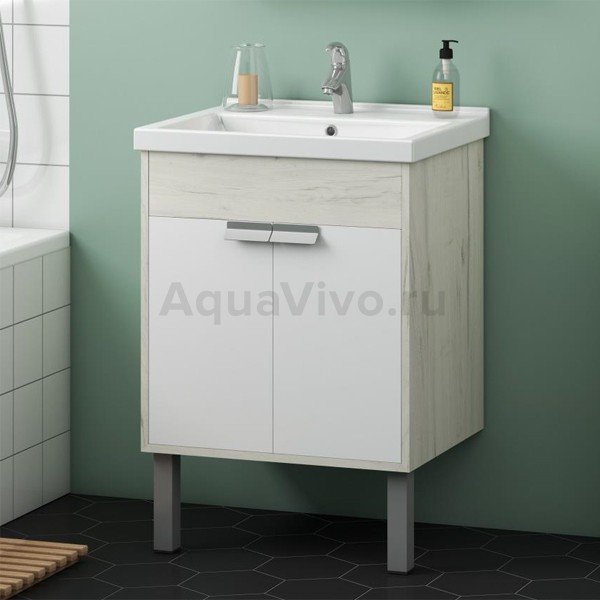 Мебель для ванной Акватон Флай 60, цвет белый/дуб крафт - фото 1
