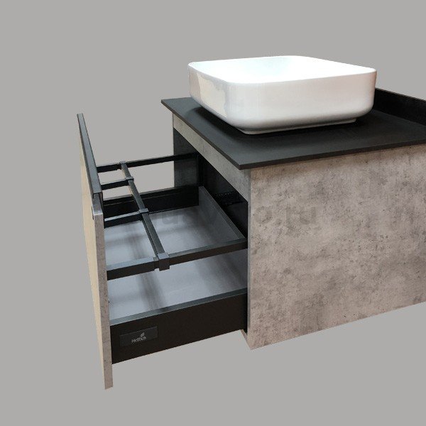Мебель для ванной Comforty Эдинбург 75, цвет бетон светлый / черный