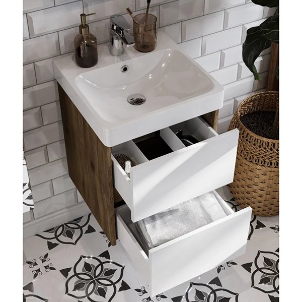 Мебель для ванной Акватон Сканди 45, цвет белый / дуб рустикальный