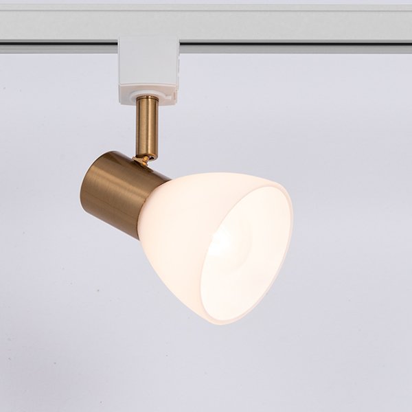 Трековый светильник Arte Lamp Falena A3117PL-1WH, арматура белая / бронза, плафон стекло белое, 13х9 см - фото 1