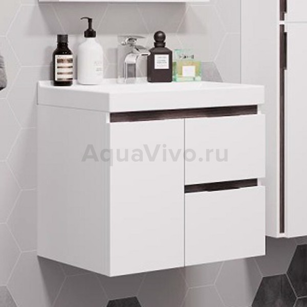 Мебель для ванной Акватон Рене 60, цвет белый / грецкий орех - фото 1