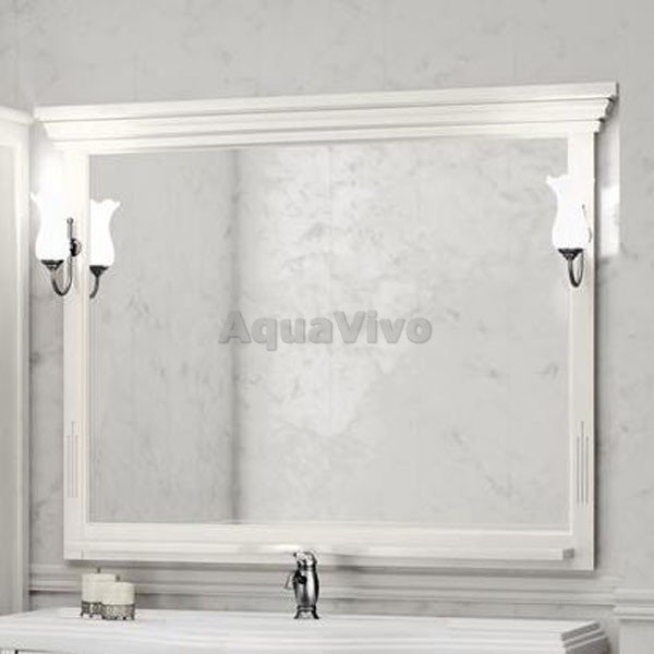 Зеркало Опадирис Риспекто 120x100, с отверстиями для светильников, цвет белый матовый