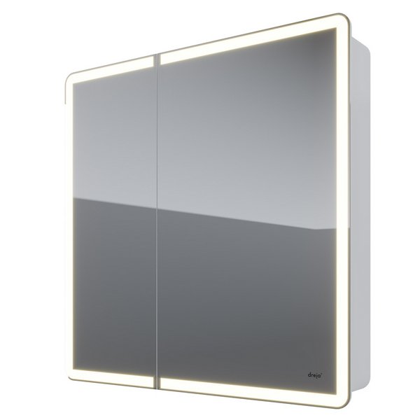 Шкаф-зеркало Dreja Point 80, с подсветкой, цвет белый