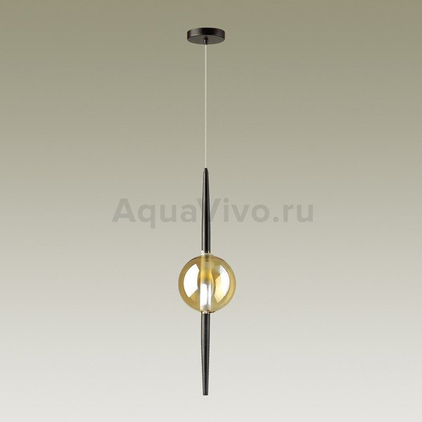 Подвесной светильник Odeon Light Lazia 4684/1, арматура черная, плафон стекло янтарное, 15х133 см - фото 1