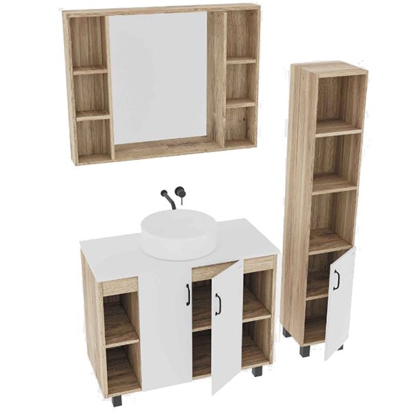 Мебель для ванной Grossman Флай 100, цвет белый / дуб сонома - фото 1