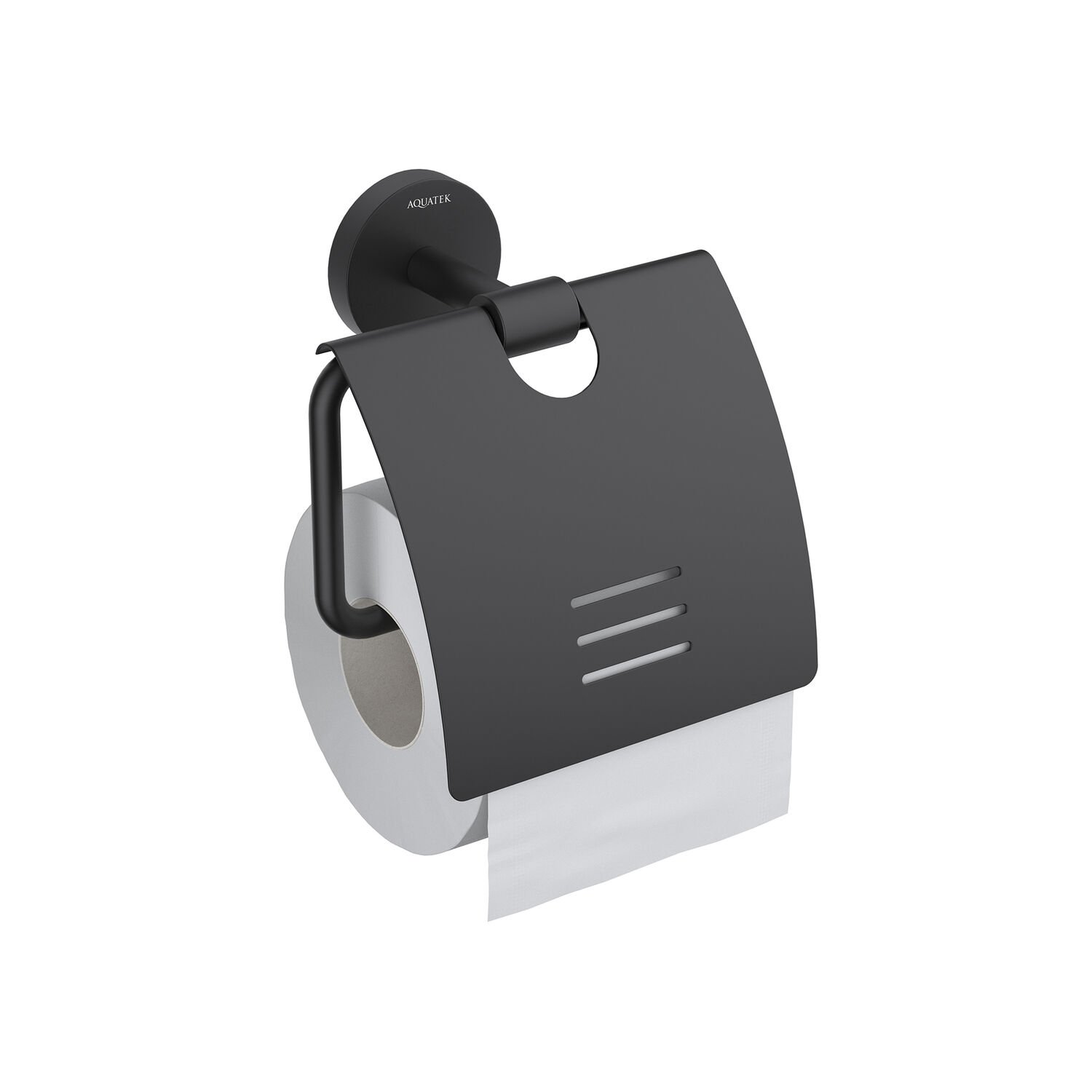 Держатель туалетной бумаги Акватек Бетта AQ4609MB, с крышкой, цвет черный матовый