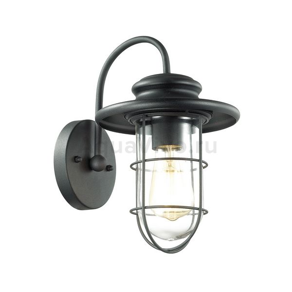 Уличный настенный светильник Odeon Light Helm 4171/1W, арматура  черная, плафон стекло прозрачное, 19х30 см