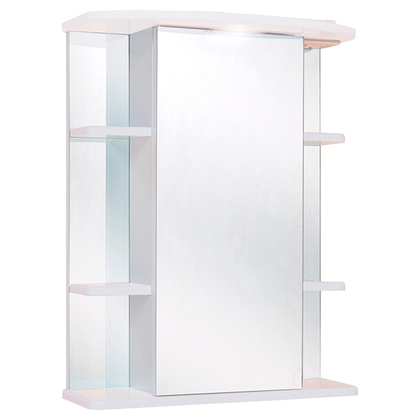 Шкаф-зеркало Оника Глория 55.01, левый, с подсветкой, цвет белый