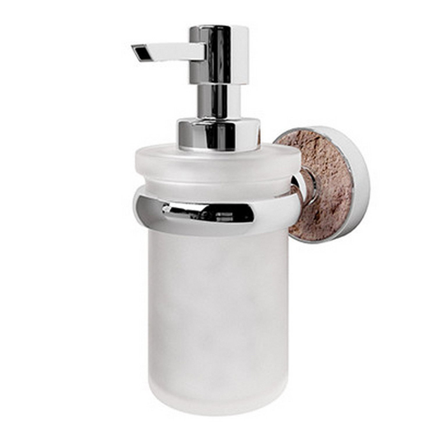Дозатор WasserKRAFT Nau K-77099 для жидкого мыла, подвесной, цвет хром / декоративный травертин