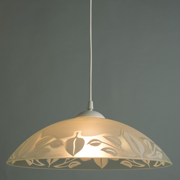 Подвесной светильник Arte Lamp Cucina A4020SP-1WH, арматура белая, плафон стекло белое с рисунком, 36х36 см - фото 1