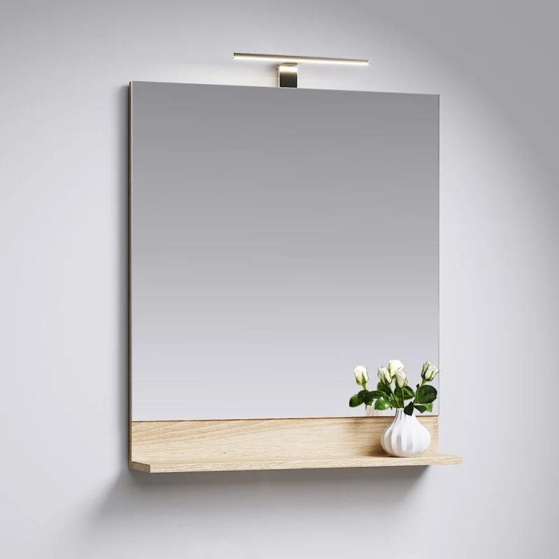 Зеркало Aqwella Фостер 70x80, с подсветкой, полкой, цвет дуб сонома - фото 1