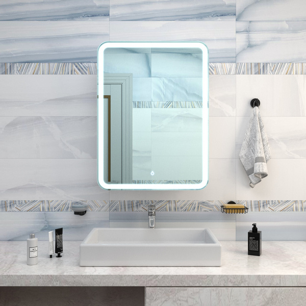 Шкаф-зеркало Joki Bubble 60х80, правый, c подсветкой и диммером, цвет белый