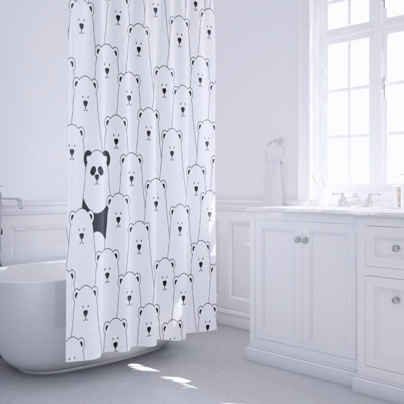 Штора для ванной Fixsen Panda FX-2501, 180x200, цвет белый с рисунком - фото 1