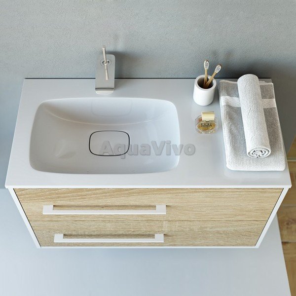 Мебель для ванной Aqwella Майами 90, цвет белый/дуб сонома, левая - фото 1