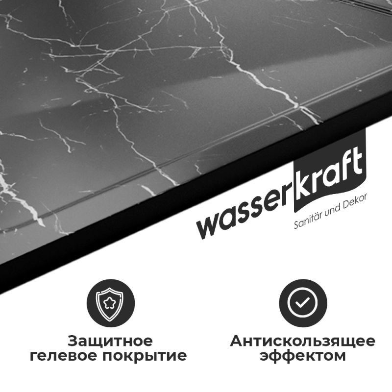 Поддон для душа WasserKRAFT Neime 19T07 120x90, искусственный камень, цвет черный