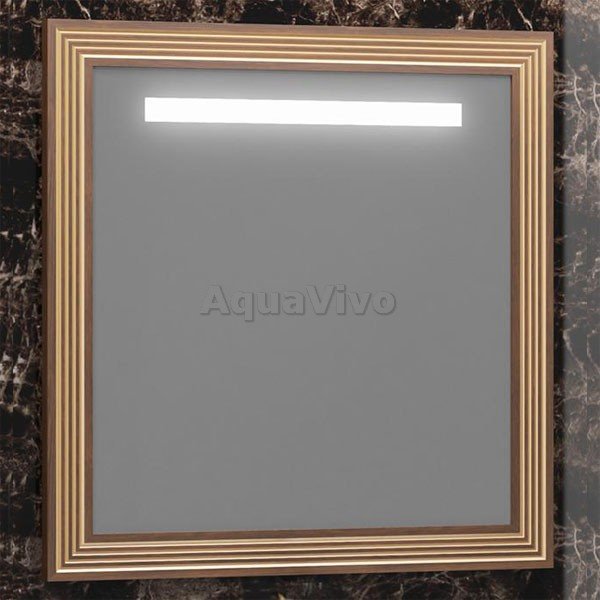 Зеркало Опадирис Карат 80x85, с подсветкой, цвет золото