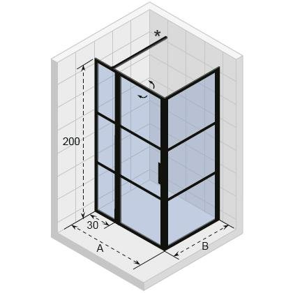 Душевой уголок Riho Grid GB203 110x100, стекло прозрачное, профиль черный - фото 1