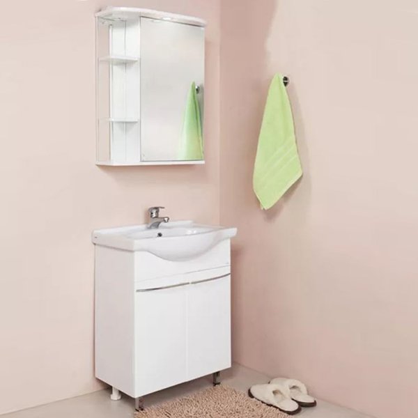 Шкаф-зеркало Оника Карина 55.01, правый, с подсветкой, цвет белый - фото 1