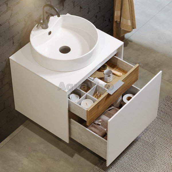 Мебель для ванной Aqwella Mobi 80, цвет бетон светлый/белый - фото 1