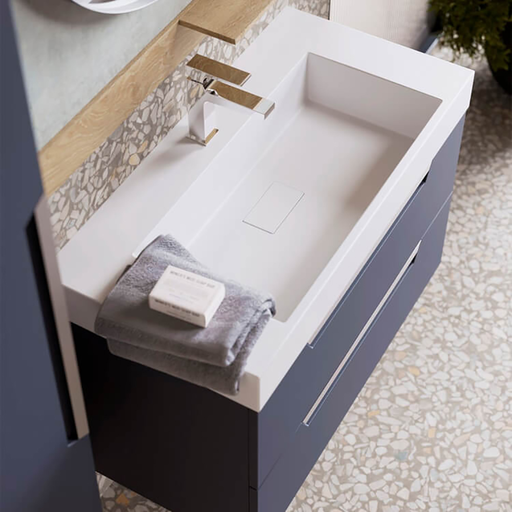 Мебель для ванной Aqwella Cube 90, с 2 ящиками, цвет серый матовый - фото 1