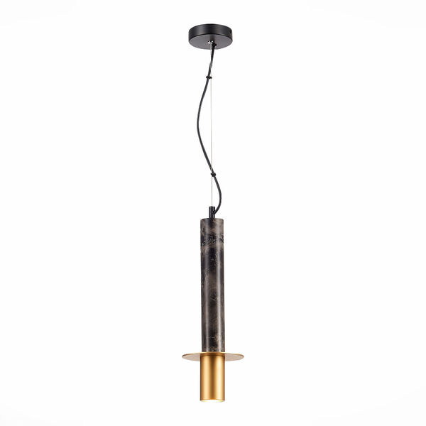 Подвесной светильник ST Luce Varese SL1211.403.01, арматура золотистая, плафон металл / мрамор черный / золотистый